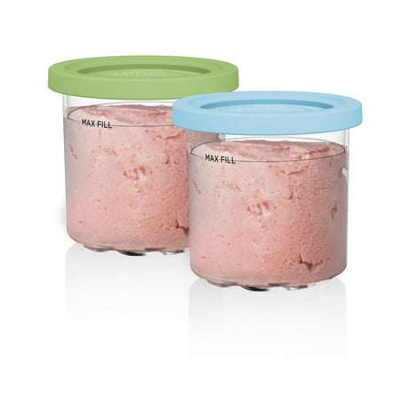 CREAMi Pints and Lids - 2 Pack, Compatible with NC300s Series Ninja Creami Ice Cream Makers - Clear/Lime/Aqua