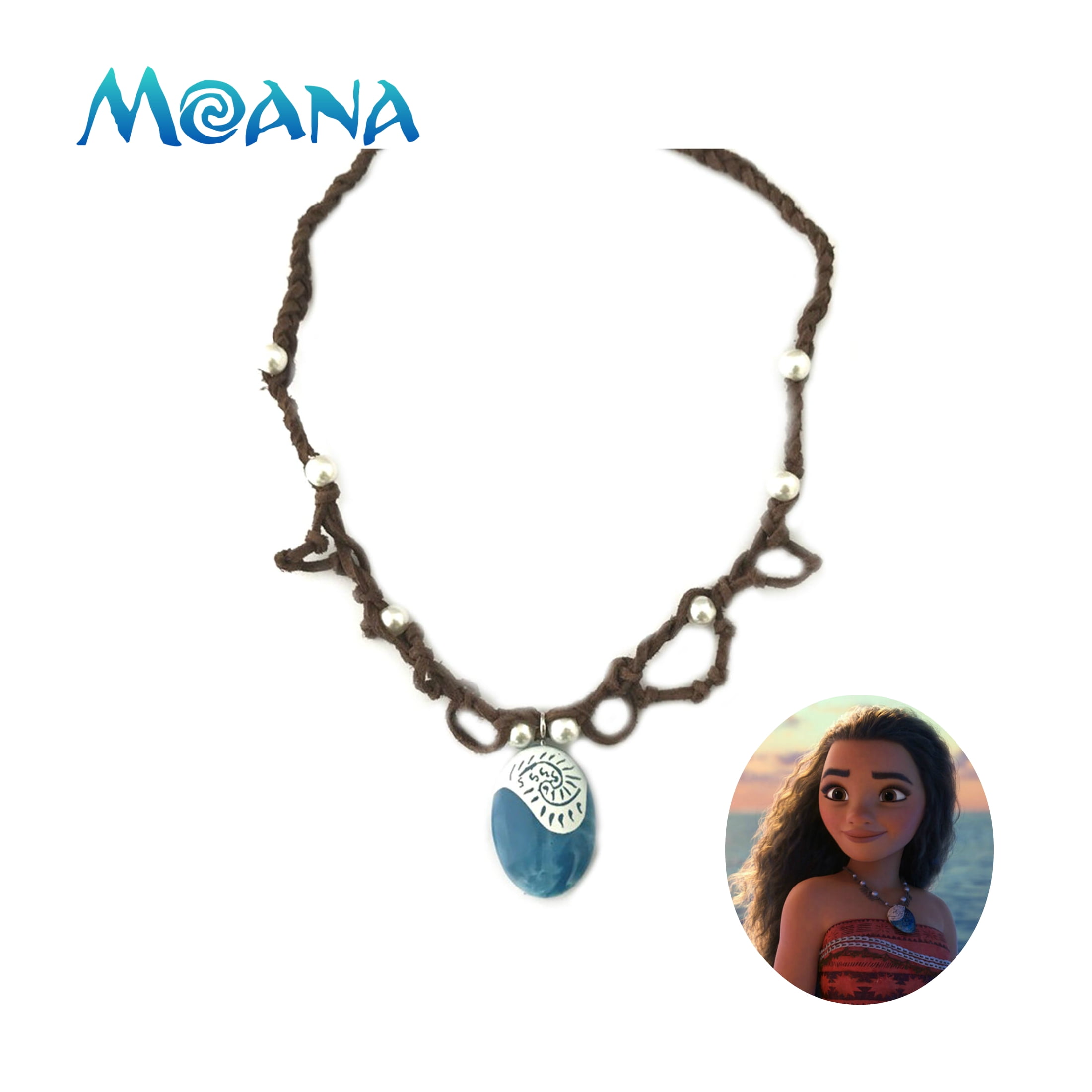 Disney's Moana Necklace Pendant Blue Stone Classic Moviess Cosplay