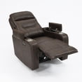 thumbnail image 4 of Ottomanson Electric Power Recliner Chair with USB Ports and Cupholders, Arm Storage, Faux Leather Espresso, 4 of 8