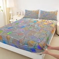 thumbnail image 4 of Erosebridal Teens Colored Ice Glitter Print Queen Sheet Sets 4 Pieces,Colorful Rainbow Glass Mosaic Print Bed Set For Boys Girls, 4 of 5
