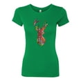 thumbnail image 2 of Trippy Colorful Buck Head Rainbow Hunting Deer Mosaic Animal Lover Womens Slim Fit Junior Tee, Kelly, Large, 2 of 3