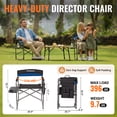 thumbnail image 5 of KingCamp Folding Camping Chair Heavy Duty Director Chair with Side Table and Side Pockets for Adult, Blue, 5 of 10
