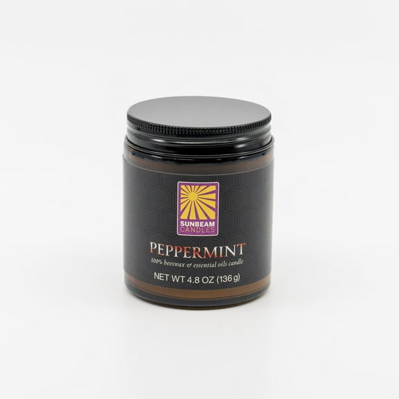 Sunbeam Candles Amber Glass Jar, Peppermint, 4.8 Ounce, Home, Home D√©cor