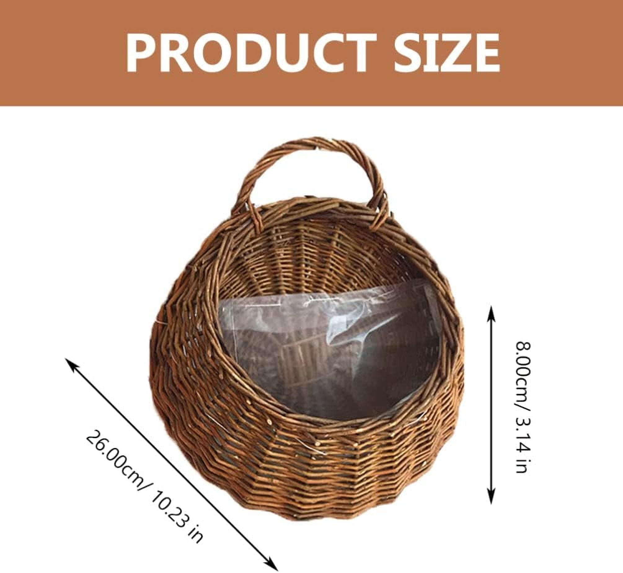 ABCISI Woven Hanging Basket, Rattan Flower Basket Hanging Planters: 2PCS Rustic Flower Pot Wall Hanging Plant Containers, Woven Storage Baskets Flower Holder for Decor Hanging Planters