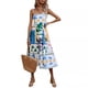 thumbnail image 4 of Vestido de verano para mujer, sexy, con estampado de posicionamiento, sin mangas, con tirantes y vuelo grande, 4 of 6