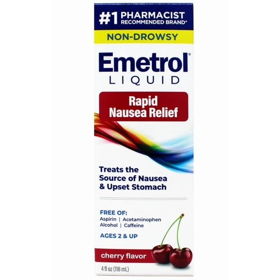 Emetrol Nausea and Upset Stomach Relief Liquid Medication, Cherry Flavor, 4 FL OZ