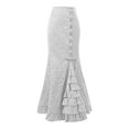 thumbnail image 1 of Women‘s Retro Lace-Up Drawstring Tiered Ruffle Maxi Long Mermaid Pencil Skirt, 1 of 2