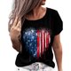thumbnail image 1 of Imprimir Camisetas Casuales Camiseta holgada para mujer Camiseta con rayas de estrellas del 4 de julio Tops femeninos de verano (Negro XL) Ygjytge para Mujer Negro T XL, 1 of 7