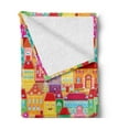 thumbnail image 2 of Cityscape Cartoons Soft Flannel Fleece Throw Blanket, European Architecture Art Houses with Pillars Fountains Urban View, Cozy Plush for Indoor and Outdoor Use, 60" x 80", Multicolor, by Ambesonne, 2 of 5