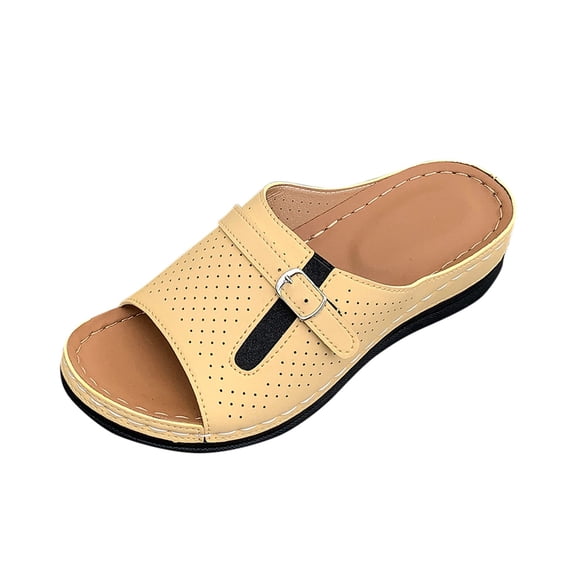 WRKEKC Sandals for Women Color Block Thick Sole Slides Cut Out Open Toe Design Beach Summer Sandals Casual Footwear