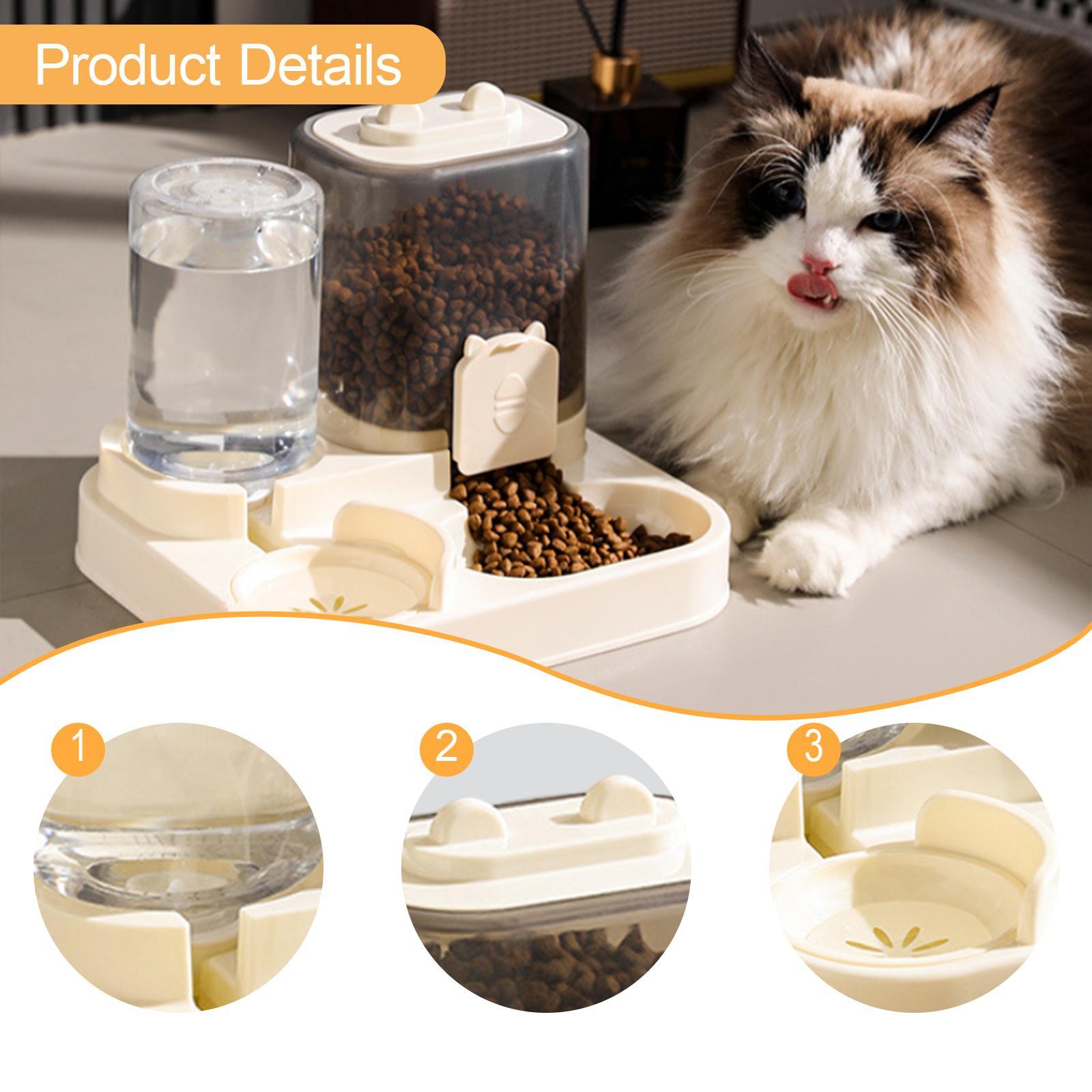 2 in 1 Automatic Pet Feeder Drinking Dispenser Split Design Easy Clean for Cats Puppies Bunny
