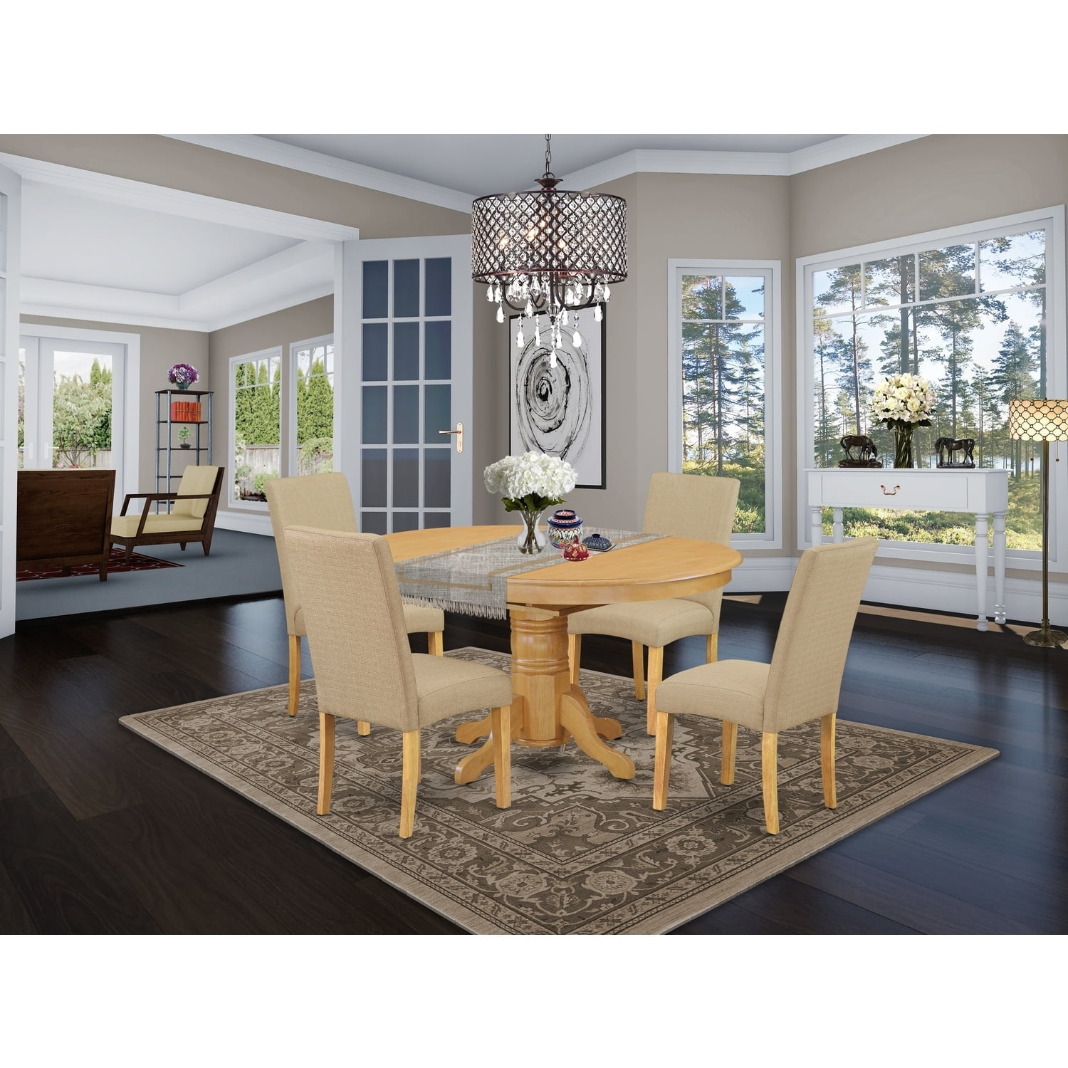 家具 SENS DINING TABLE HomeStock Zen Zone 5-Piece Square Dining Table Set - 4 Dark Khaki