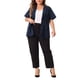 thumbnail image 2 of Blazers de mujer de tallas grandes Agnes Orinda, casuales, de manga corta, con solapa, chaqueta de traje para el trabajo, 2X, azul marino, 2 of 7