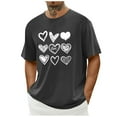 thumbnail image 2 of UVEASISHA Mens Short Sleeve Heart Graphic Tees Summer Casual Regular Fit Beach Shirt Fashion Vacation T-Shirts Valentine's Day Gifts Gray XL, 2 of 5