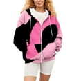 thumbnail image 6 of Ewisvgh Women's Comfy For A Cause Breast Cancer Zip Up S-3Xl Comfy For A Cause Breast Cancer Casual Zip Up Hooded Sweatshirt With Pockets Polyester, Pink XL,Size S-3XL, 6 of 7