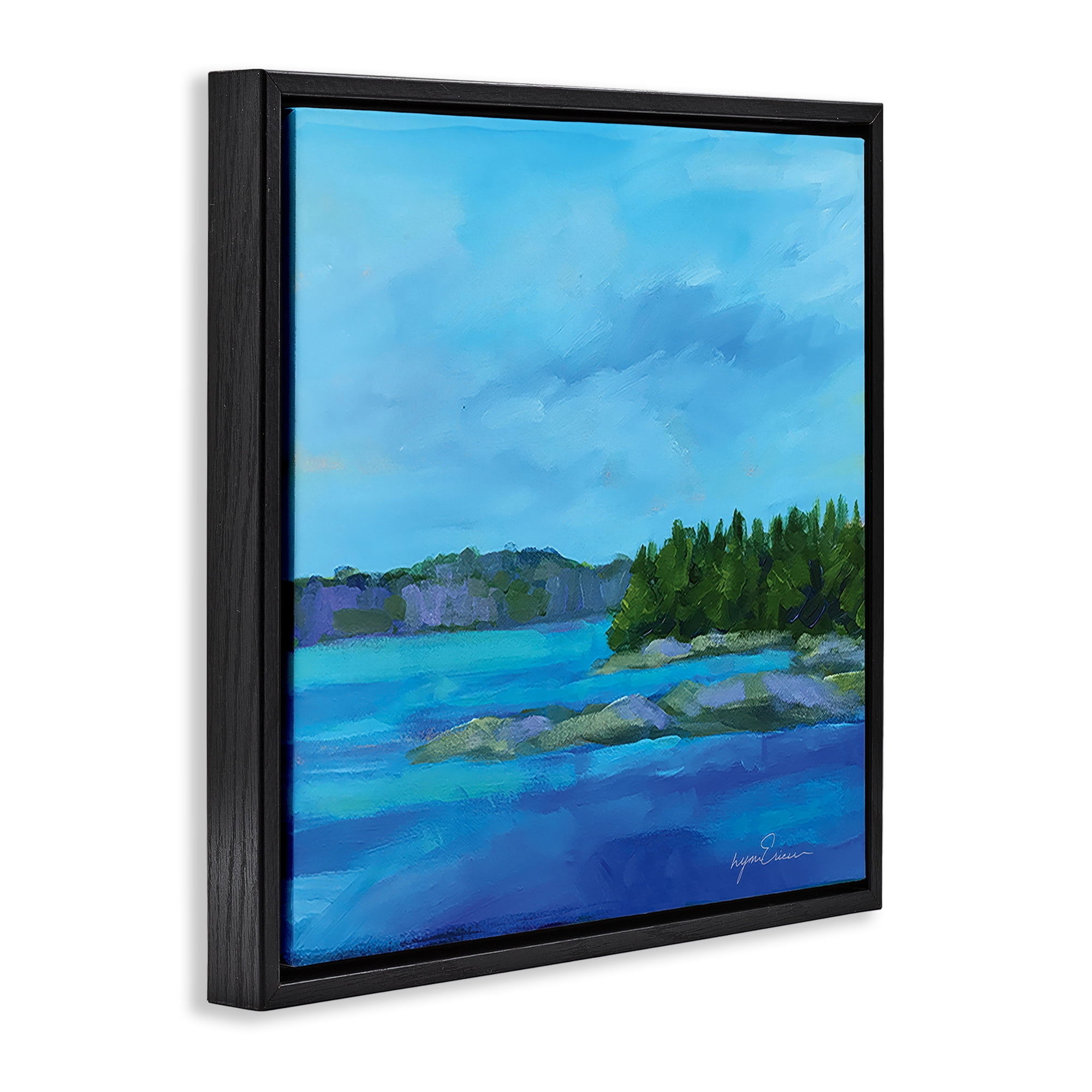 Stupell Industries Tranquil Blue Cove Black Framed Floater Canvas Wall Art, design by Lynn Ericson Fine Art
