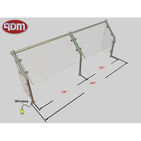 Sneeze Guard | ADM Sneezeguards | ES31-2BAY-A18-B24-LP-RP-FLANGE-LYT-SS