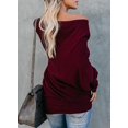 thumbnail image 2 of Women's Long Sleeve Oversized Off Shoulder Solid Color Knit Pullover Sweater Tops, 2 of 6