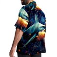 thumbnail image 3 of Starry Shark Men's Short Sleeve Hawaiian Beach Shirts, Casual Printed Button Down Spread Collar Tops, Summer Unisex Style, 3 of 6