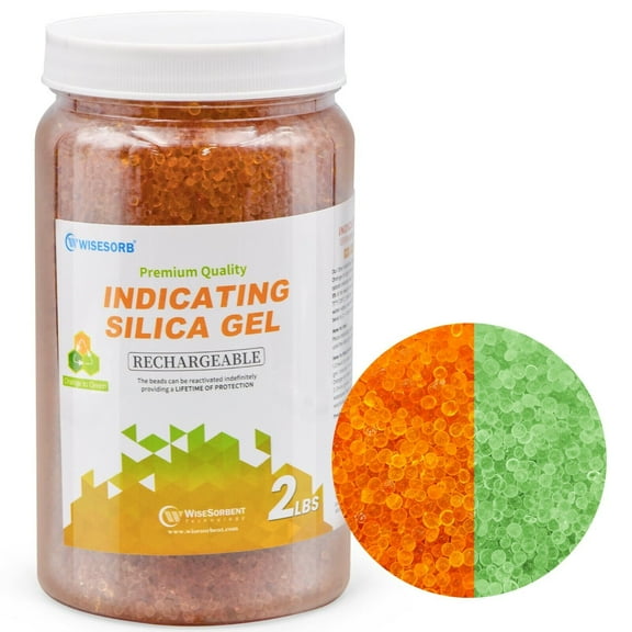 Wisesorb Silica Gel 2LBS, Indicating Silica Beads (Orange to Green), Reusable Silica Gel Flower Drying Desiccant Dehumidifier