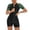 Green, variant on Herrnalise Women's Swimwear Color Block Zipper One-piece Swimsuit Long Sleeve Crew Neck Stretchy Sun Protective Surfing Water Sports Rush Guard Sets For XL
