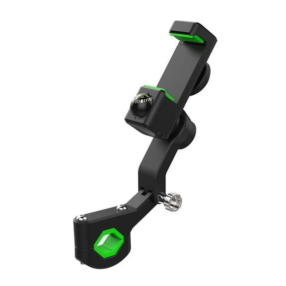 Universal Bike Phone Mount, Motorcycle Phone Holder with Flashlight and Compass, Green Anti-Slip Spherical Bracket for Outdoor Cycling Navigation