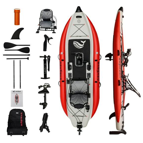 Nautiqua | ARUBA | Deluxe Paddleboard Fishing Pedal Kayak | 1 Person | Red