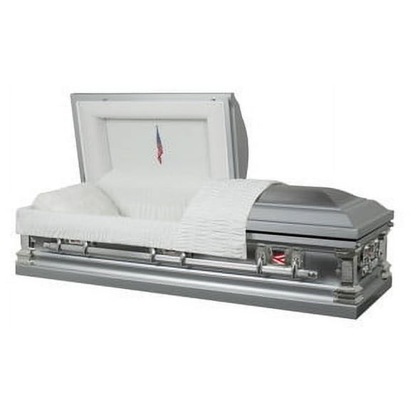 Overnight Caskets Veterans Silver Steel 18-Gauge Funeral Casket, Rectangular