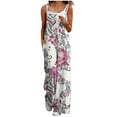 thumbnail image 1 of yoeyez Plus Size Jumpsuits for Women,Womens Flower Printed Long Rompers Sleeveless Adjustable Straps Backless Playsuits Overalls With Pockets Multicolor,3XL, 1 of 5