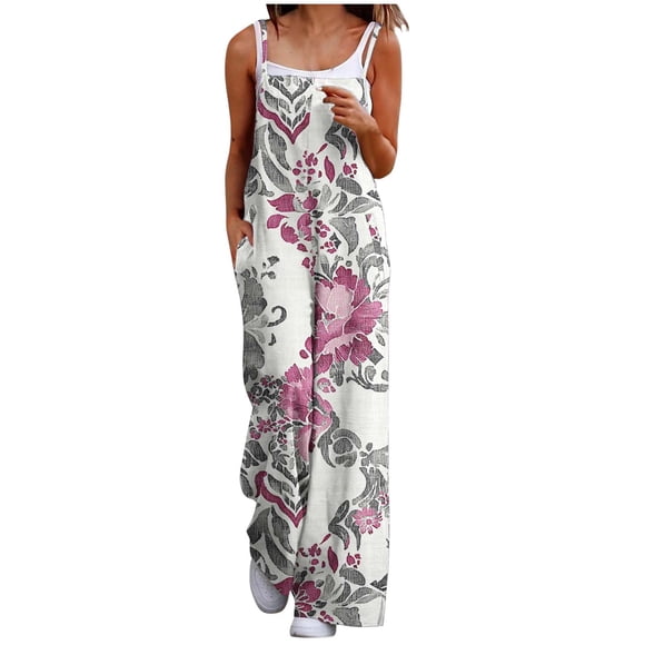 Maternity Romper Women's Floral Jumpsuits Summer Boho Casual Jumpsuits Wide Leg Overalls Baggy Rompers with Pocket Romper Shorts Multicolor 3XL