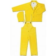 MCR Safety Yellow Wizard .28 mm Nylon And PVC 3-Piece Rain Suit With Detachable Hood And Bib Pants