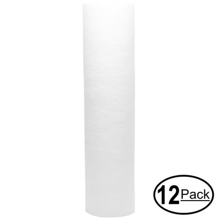 

12-Pack Replacement for MaxWater 101112 Polypropylene Sediment Filter - Universal 10-inch 5-Micron Cartridge for MaxWater 5 Stage 50 GPD Full Functions LCD Reverse Osmosis System - Denali Pure Brand