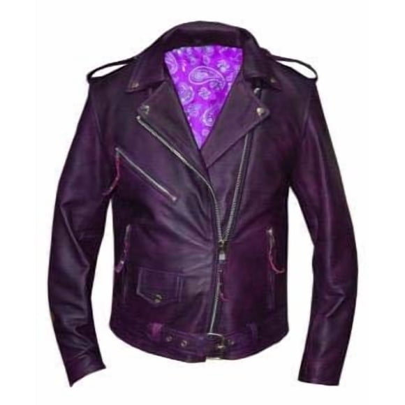 Campera Unik International de Cuero de Cordero Morada para Dama Talle L