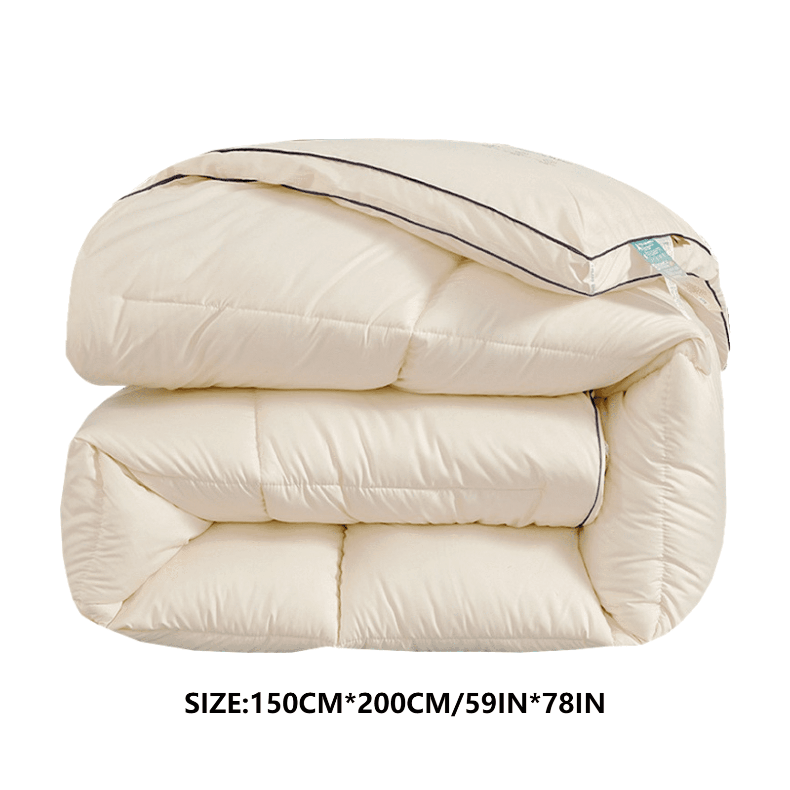 100% Organic Cotton Down Alternative Comforter All Season Hypoallergenic Duvet Insert Hotel Style Ivory White Bedding King Duvet Insert (Beige, 78*60 In)