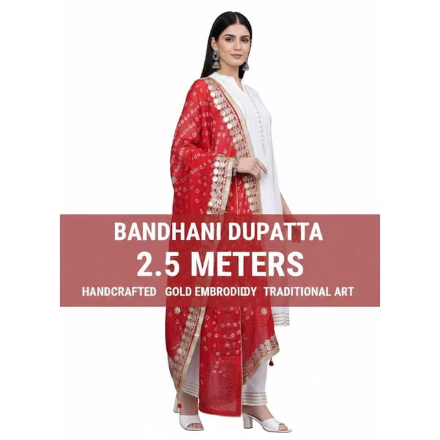 DWEEP SARA DWEEP SARA Tenue Ethnique et Festive pour Femmes Dupatta Rouge Spéciale Festive