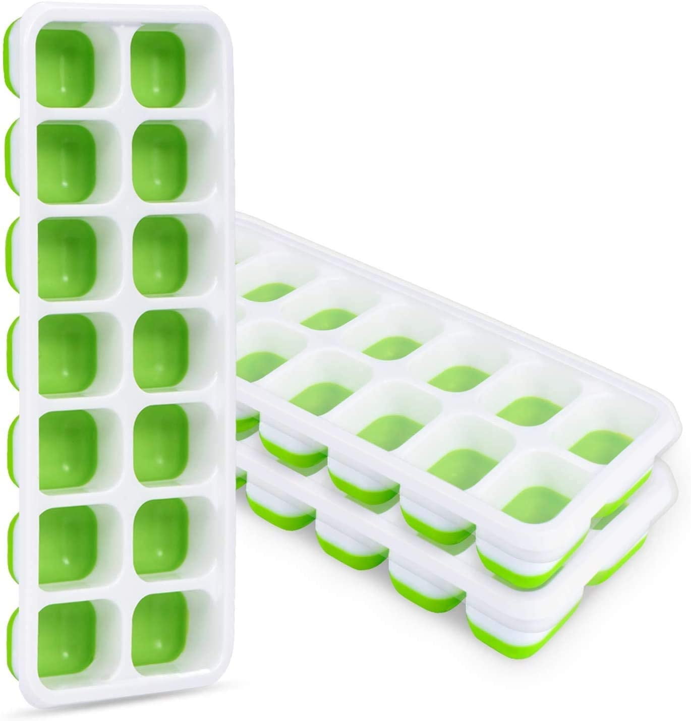 3 Packs Ice Cube Trays Easy Release Ice Cube Trays with Lids BPA Free Flexible Stackable Ice Trays 