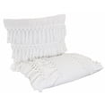 thumbnail image 3 of Stylish Fringe Tassels Decorative Cotton Throw Pillow (White, 18"x18" Case Only), 3 of 3