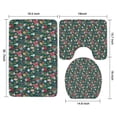 thumbnail image 3 of Dark Green Christmas Ornament Pattern Bathroom Rugs Sets 3 Piece,Toilet Cover Set,Absorbent Non Slip Bathroom Mats Sets with U-Shaped Contour Rug Toilet Rug Set, 3 of 5