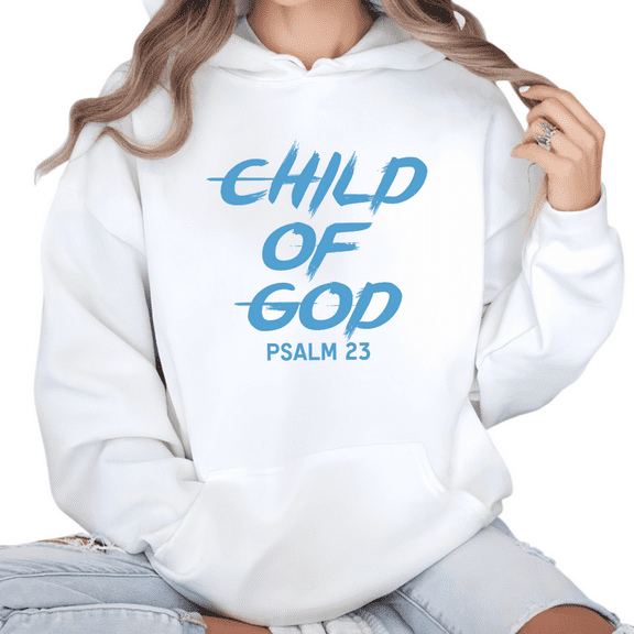 White Print hoodie Child of God Psalm 23 Graphic Sweatshirt Blue Letter Christian Faith Hoodie S-2XL Tops