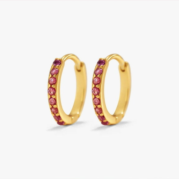 Multiple Sizes Ruby Red 3A CZ Hoop Earrings