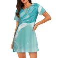 thumbnail image 1 of Disketp Teal Turquoise 1 para Camisón Corto de Manga Corta para Mujeres, Camisón Cómodo con Escote Redondo, Bonito y Confortable, 1 of 6