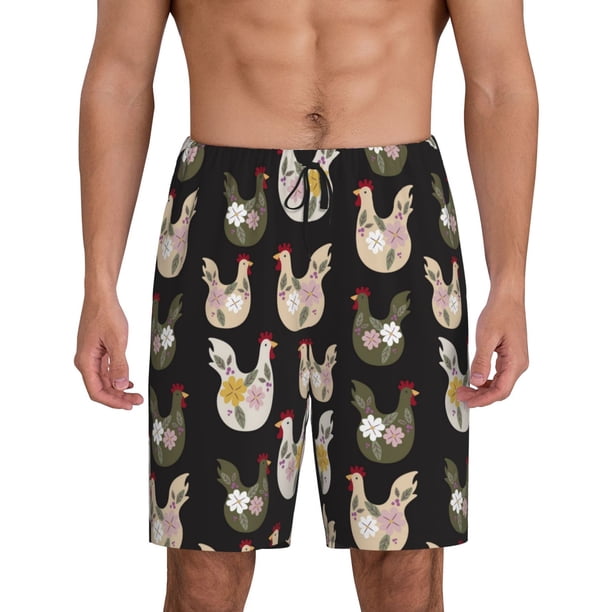 Fotbe Flowe Rooster Pantalones Cortos de Pijama para Hombre, Ropa de Dormir, Pantalones de Pijama Cortos para Hombre-4X-Large