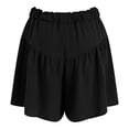 thumbnail image 6 of vigerkar Linen Pleated Casual Ruffle Shorts for Women Comfy Summer Loose Elastic Waist Drawstring Flowy Lounge Shorts with Pockets (Black, L), 6 of 6
