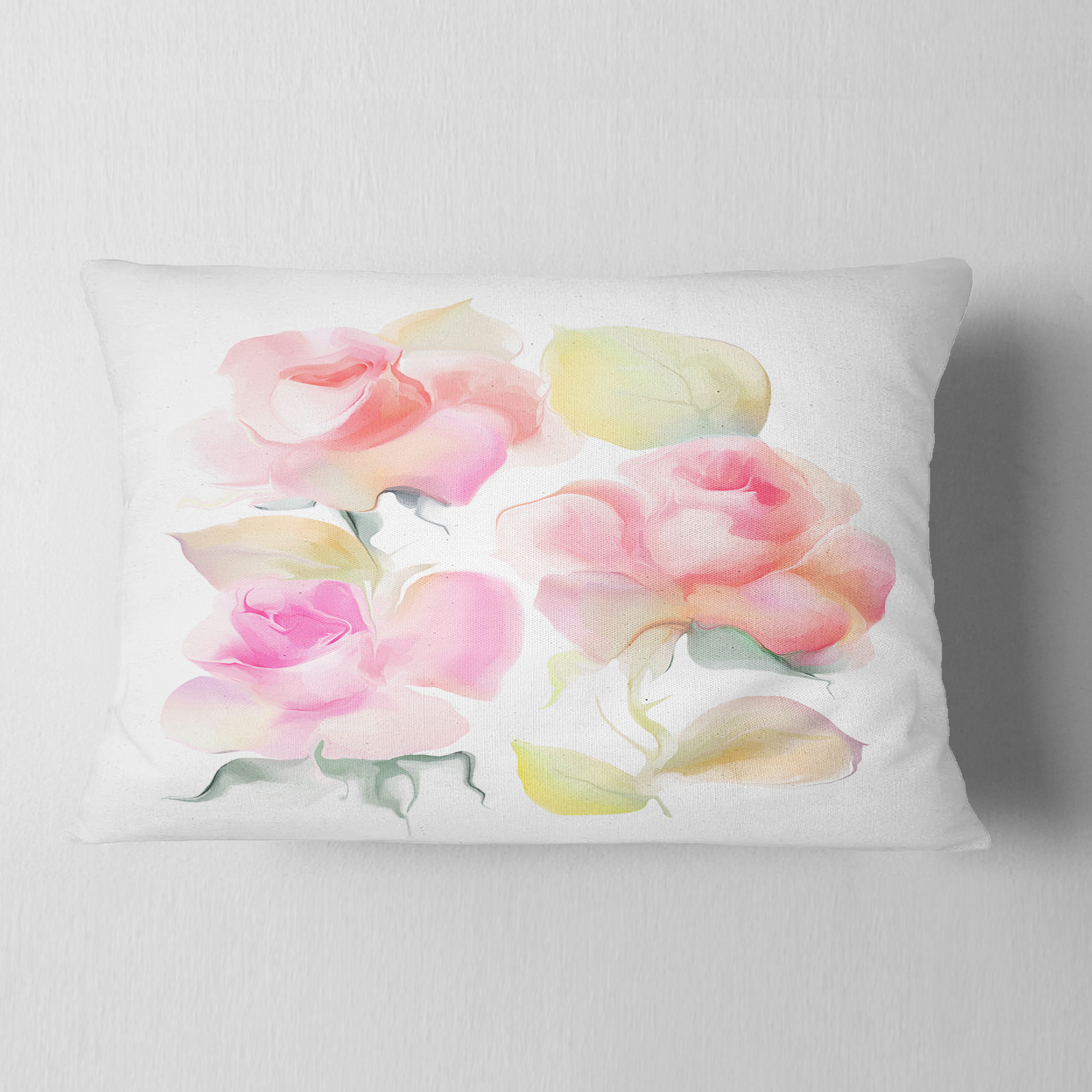 Designart Beautiful Pink Rose Flowers - Animal Throw Pillow - 12x20