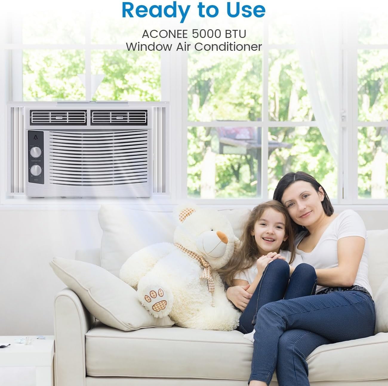 IdealHouse 5000 BTU Window Air Conditioner, Compact AC Unit for Rooms Up to 150 Sq. Ft, Quiet Operation, Fast Cooling, Easy-to-Use Mechanical Controls, Energy Efficient, Includes Installation Kit