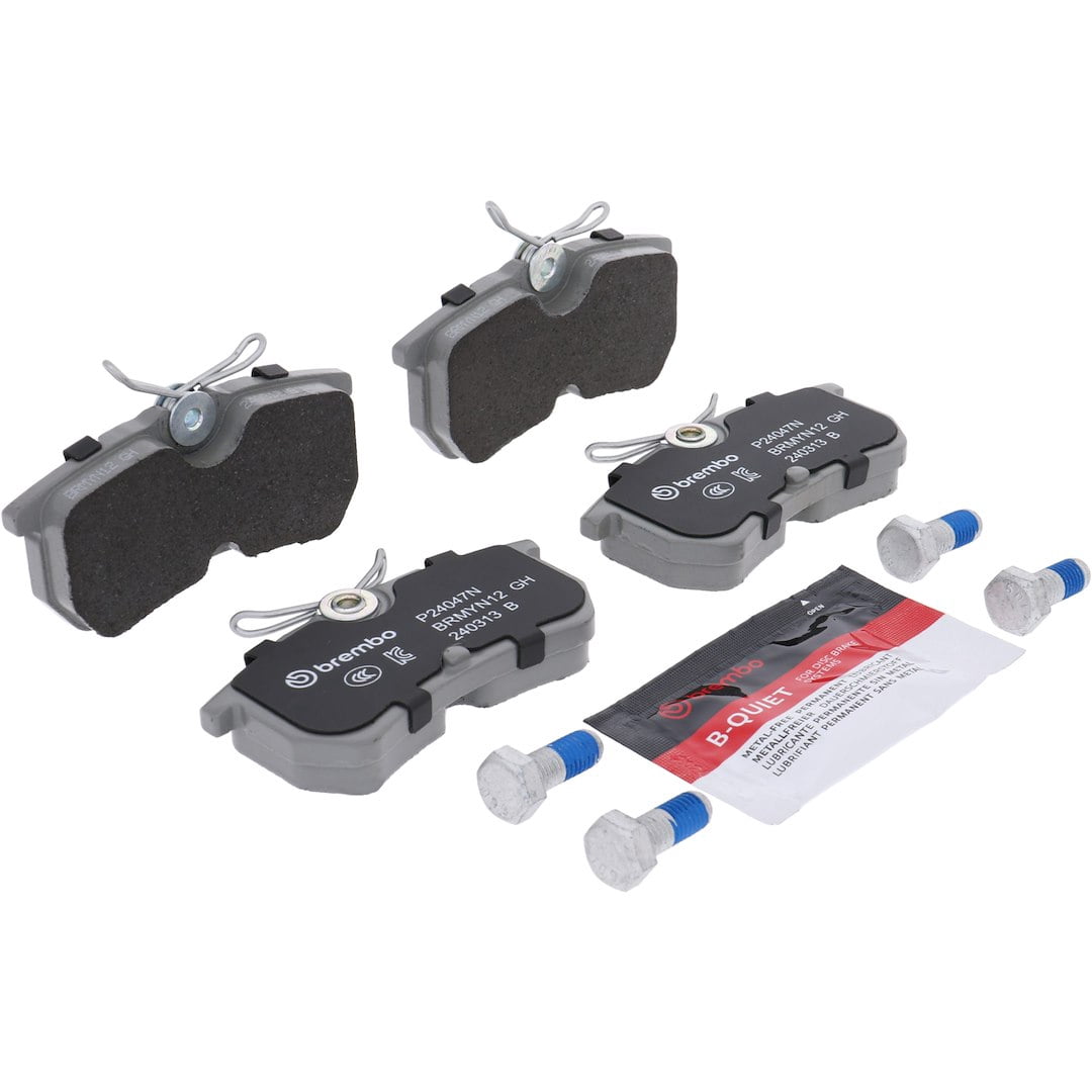 Brembo KT00661; Brake Kit; Ceramic Brake Pads; 253 MM UV Coated Solid High Carbon Cast Iron One Piece Rotor; With Rotors/ Pads/ Pad Shims/ Brake Lubricant/ Anti-Rattle Spring/ Mounting Hardware