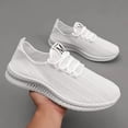 thumbnail image 2 of Men's White Hollow Mesh Slip-On Breathable Running Sneakers Elastic No-Tie Casual Shoes, 2 of 5