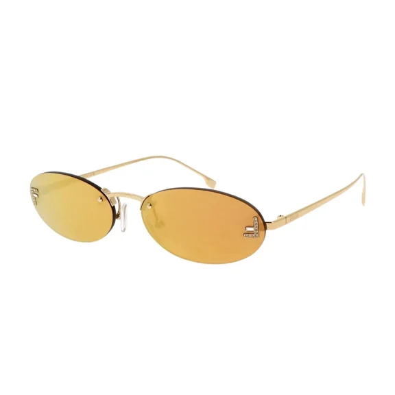 FENDI FE 4075 US 30L Shiny Crystal Endura Gold Mirror Brown Women Sunglasses New