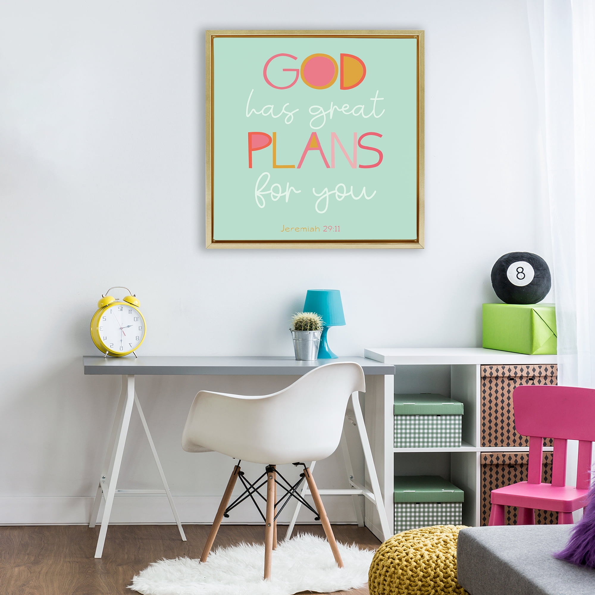 Stupell Industries Green God's Plans For You Gold Framed Floater Canvas Wall Art, design by SD Graphics Studio