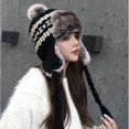 thumbnail image 1 of Sombrero de bombardero de Invierno para mujer, gorro cálido de piel sintética para esquí, tejido de retales, con orejeras, para Navidad y al aire libre, 1 of 4